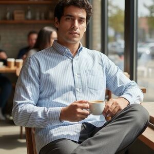 Daniel Cremieux Light Blue Striped Button Down Shirt. Size XL